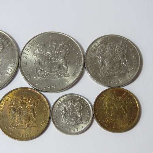 South Africa 1987 set of coins from 1 cent to 1 rand