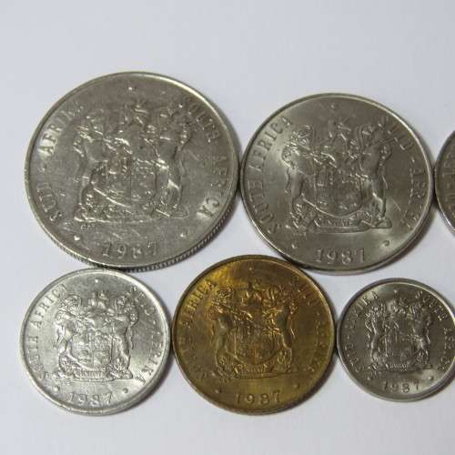 South Africa 1987 set of coins from 1 cent to 1 rand