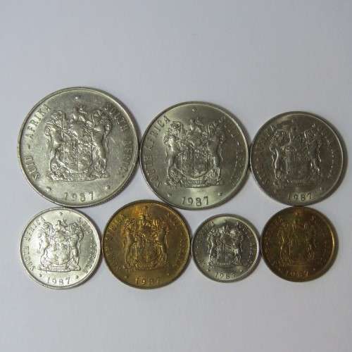 South Africa 1987 set of coins from 1 cent to 1 rand