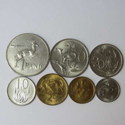 South Africa 1987 set of coins from 1 cent to 1 rand
