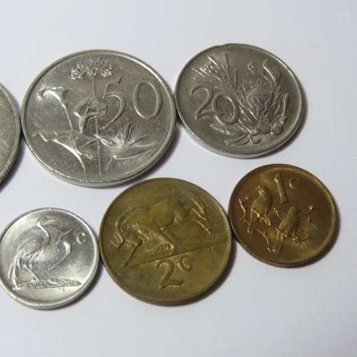 South Africa 1985 set of coins from 1 cent to 1 rand