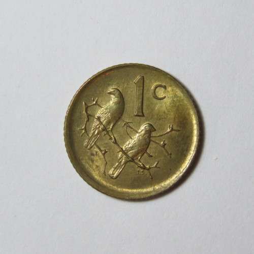 South Africa 1986 one cent with misstruck bottom reverse