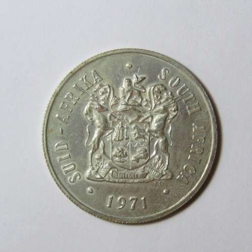 RSA Error coin 1971 silver Rand with part of horn and ear of Springbok missing