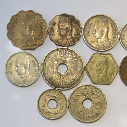 Egypt lot of 10 old coins - Some silver