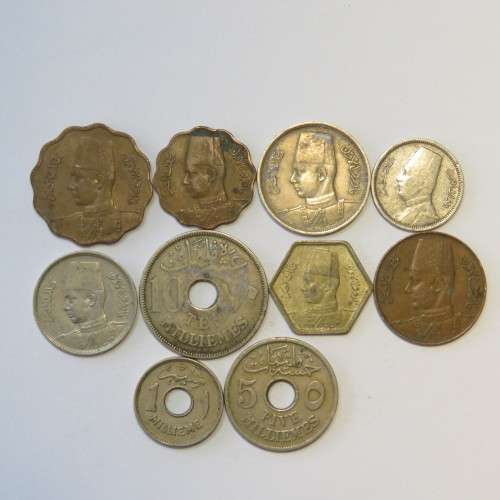 Egypt lot of 10 old coins - Some silver