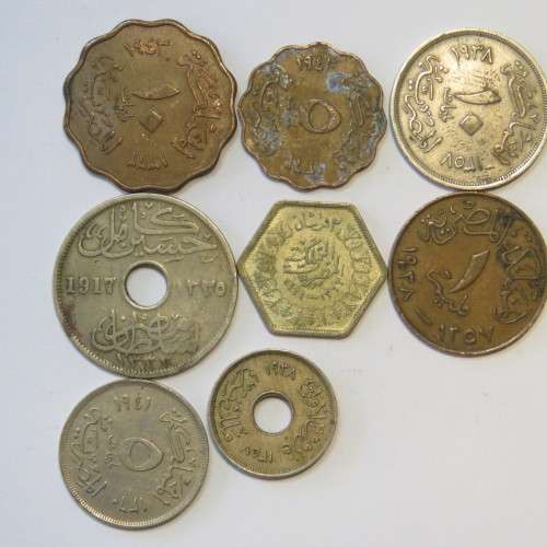 Egypt lot of 10 old coins - Some silver