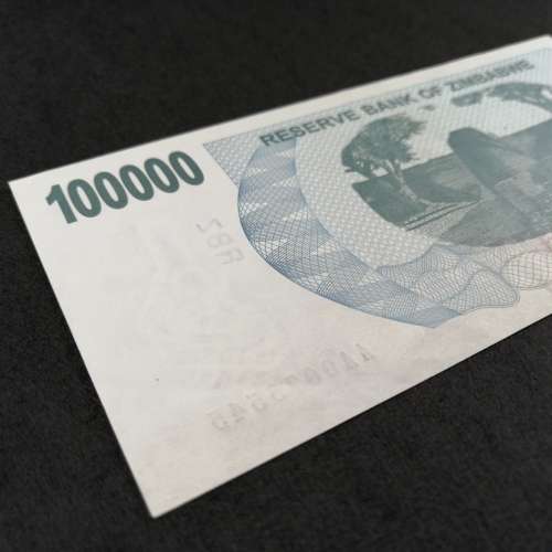 Zimbabwe Bearer Cheque 31-07-2007 $100000 banknote ( No Space ) - AA0075545 - AU
