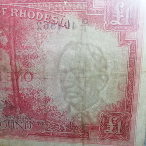 Reserve bank of Rhodesia One Pound banknote G2- Salisbury 4 September 1964 - VF+