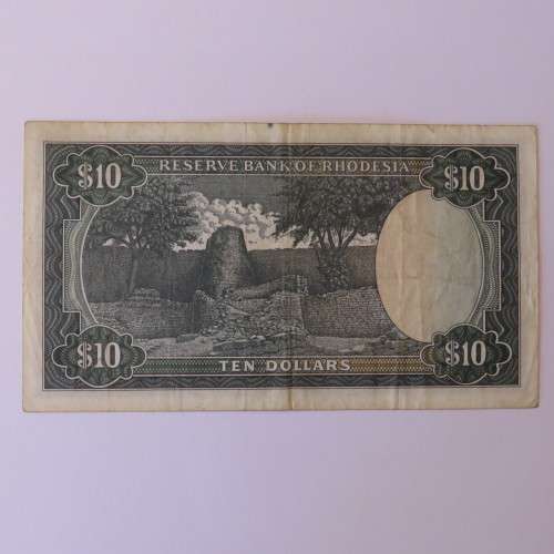 Reserve Bank of Rhodesia Ten Dollars 19 November 1975 - VF