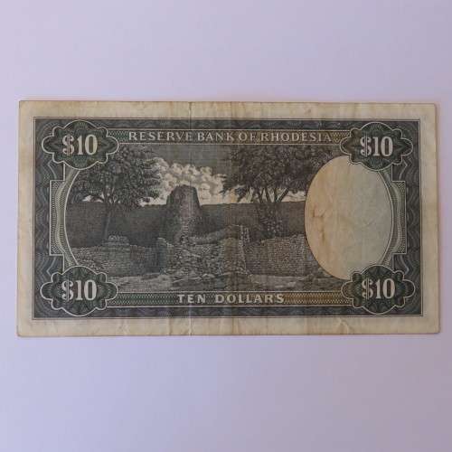 Reserve Bank of Rhodesia Ten Dollars 15 September 1975 - Fine +