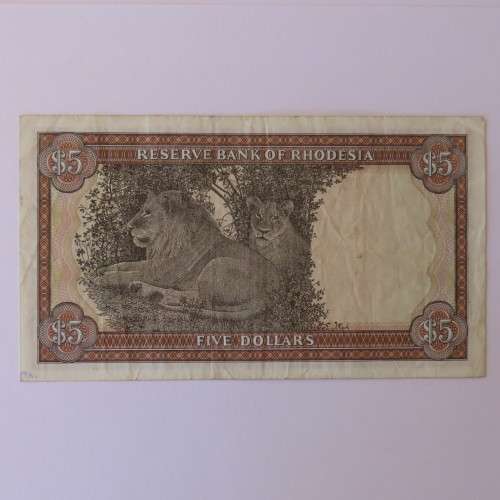 Reserve Bank of Rhodesia Five Dollars 20 October 1978 - VF-