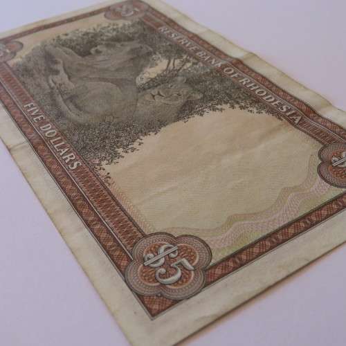 Reserve Bank of Rhodesia Five Dollars 20 October 1978 EF - With Centre fold