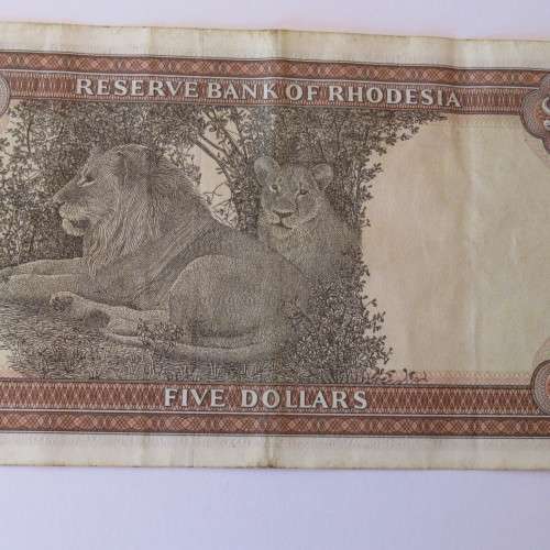 Reserve Bank of Rhodesia Five Dollars 20 October 1978 EF - With Centre fold