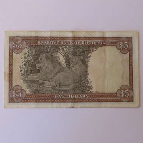 Reserve Bank of Rhodesia Five Dollars 20 October 1978 EF - With Centre fold