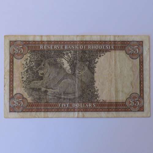 Reserve Bank of Rhodesia Five Dollars 20 October 1978 - aVF