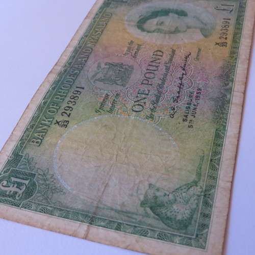 Rhodesia and Nyasaland One Pound 5 June 1959 X33