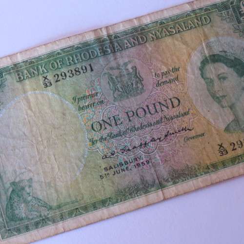 Rhodesia and Nyasaland One Pound 5 June 1959 X33