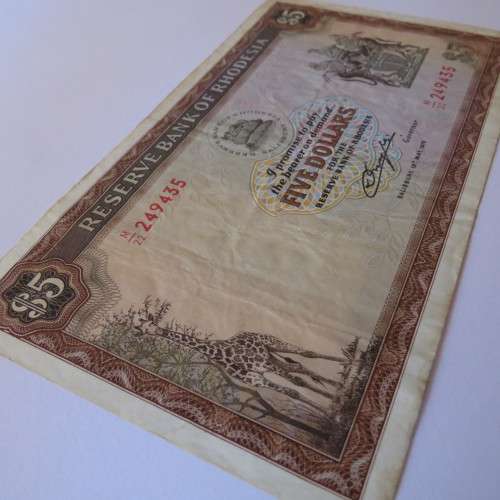 Reserve Bank of Rhodesia Five Dollars 15 May 1979 VF