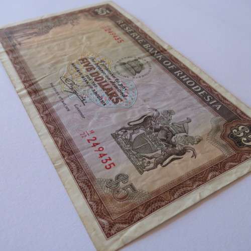 Reserve Bank of Rhodesia Five Dollars 15 May 1979 VF