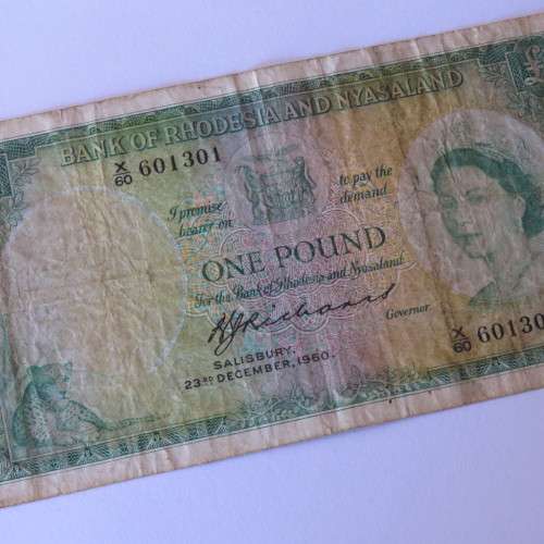 Rhodesia and Nyasaland One Pound 23 December 1960 X60