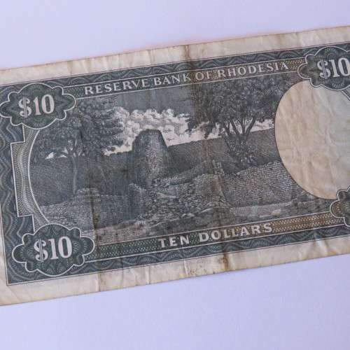 Reserve Bank Rhodesia Ten Dollars 15 September 1975 VF