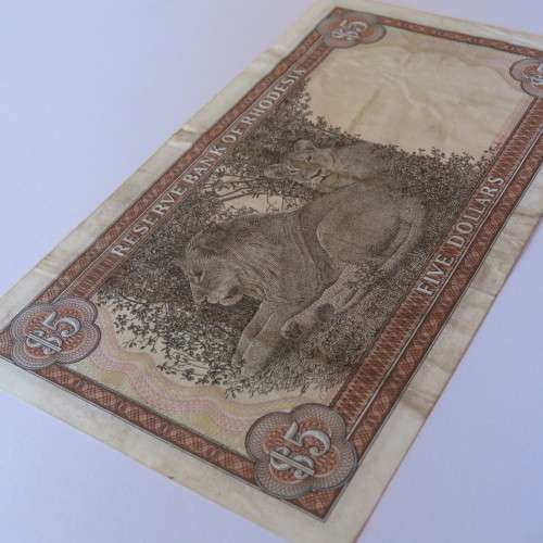 Reserve Bank of Rhodesia Five Dollars 20 October 1978 VF