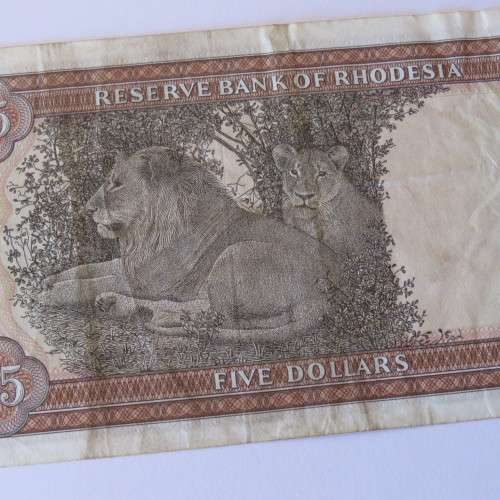 Reserve Bank of Rhodesia Five Dollars 20 October 1978 VF