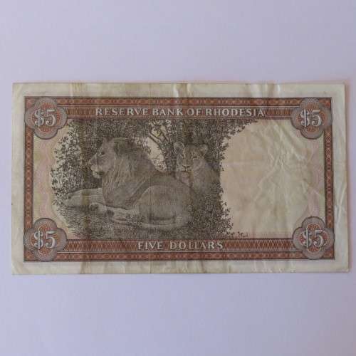 Reserve Bank of Rhodesia Five Dollars 20 October 1978 VF