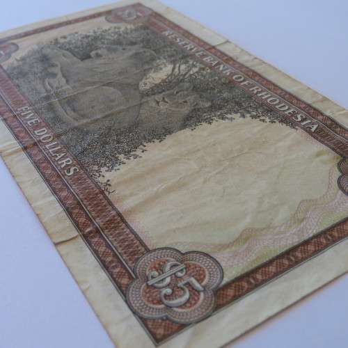 Reserve Bank of Rhodesia Five Dollars 1 March 1976 aVF