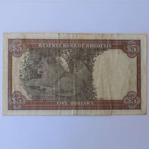 Reserve Bank of Rhodesia Five Dollars 1 March 1976 aVF