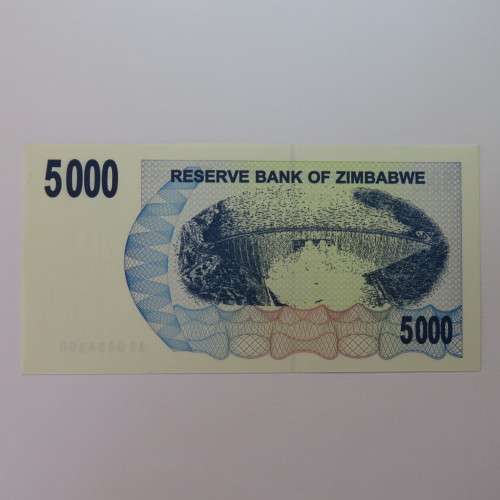 Zimbabwe Bearer cheque issued 1/2/2007 uncirculated $5000 AA0454300 ZW 77