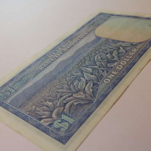 Reserve Bank of Rhodesia One Dollar 15 October 1974 AU+ with crease and small bottom stain