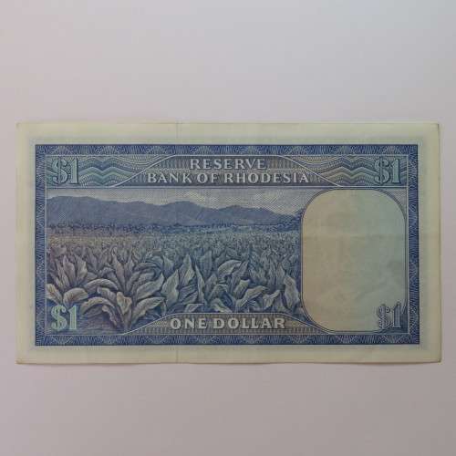 Reserve Bank of Rhodesia One Dollar 15 October 1974 uncirculated - Slight horizontal dent