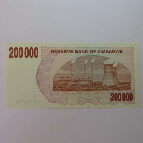 Zimbabwe Bearer cheque 1-7-2007 $200000 uncirculated AA 0803798 ZW 83
