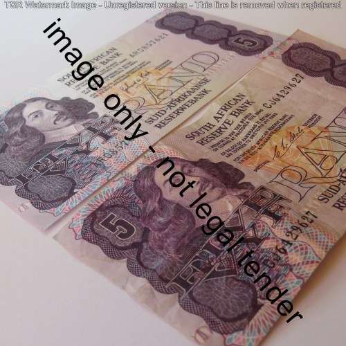 De Jongh, Stals and de Kock R5 notes (de Kock uncirculated)