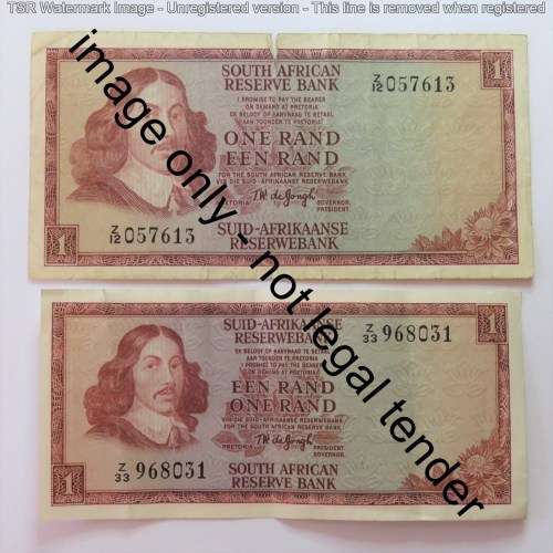 De Jongh Large and small R1 note replacement notes small tear in large - Note 212 and 233