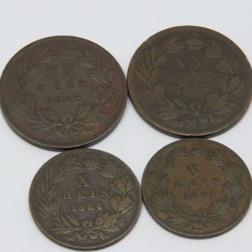 Lot of 4 Portugal coins late 1800`s