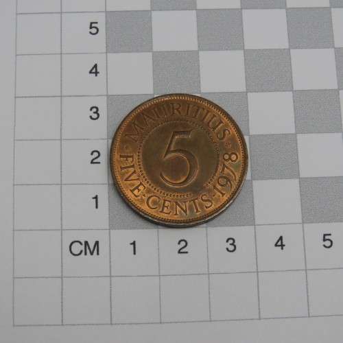 1978 Mauritius Five cents with mint lustre