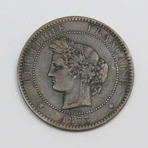 1873 France Ten Centimes K mintmark VF