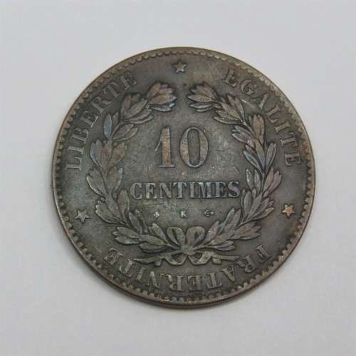 1873 France Ten Centimes K mintmark VF