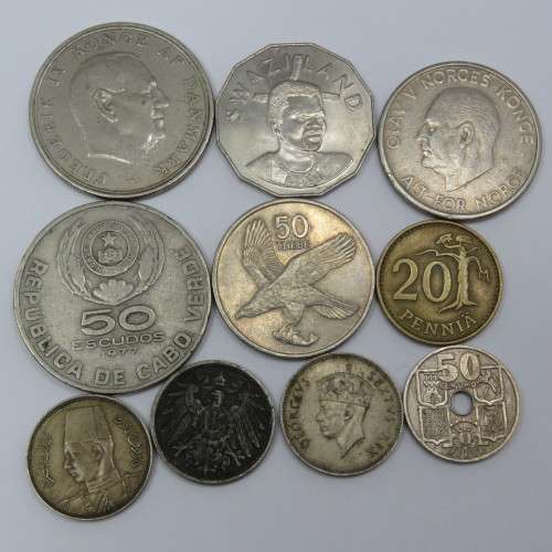 Lot of 10 different countries vintage coins