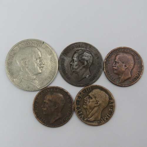 Lot of 5 old Italy coins - Oldest 1861