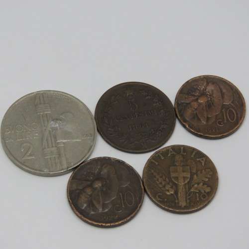 Lot of 5 old Italy coins - Oldest 1861