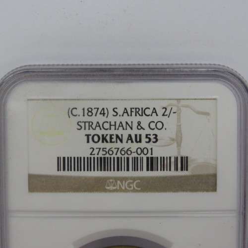 Strachan and Co 2 Shilling token graded AU53 by NGC