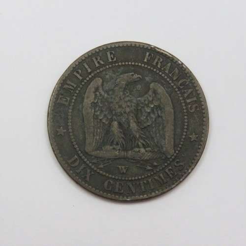 1857 W France Napoleon 3  Lille mint 10 centimes - VF
