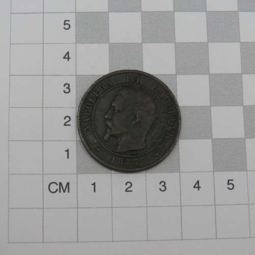 1857 W France Napoleon 3  Lille mint 10 centimes - VF
