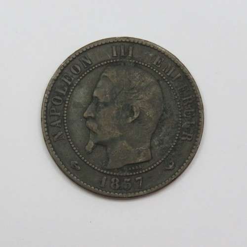 1857 W France Napoleon 3  Lille mint 10 centimes - VF