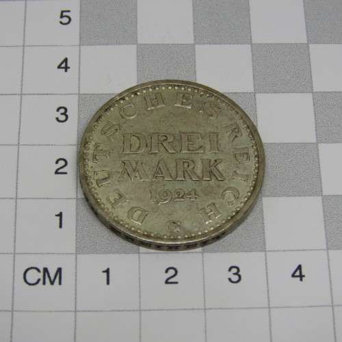 1924 G Germany Weimar Republic Drei Mark XF+