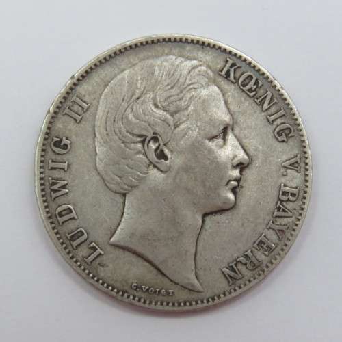 1869 German States Bavaria Vereinsthaler XF Ein Pfund Fein