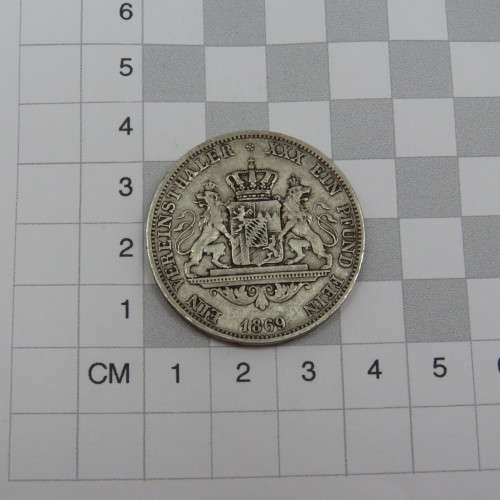 1869 German States Bavaria Vereinsthaler XF Ein Pfund Fein